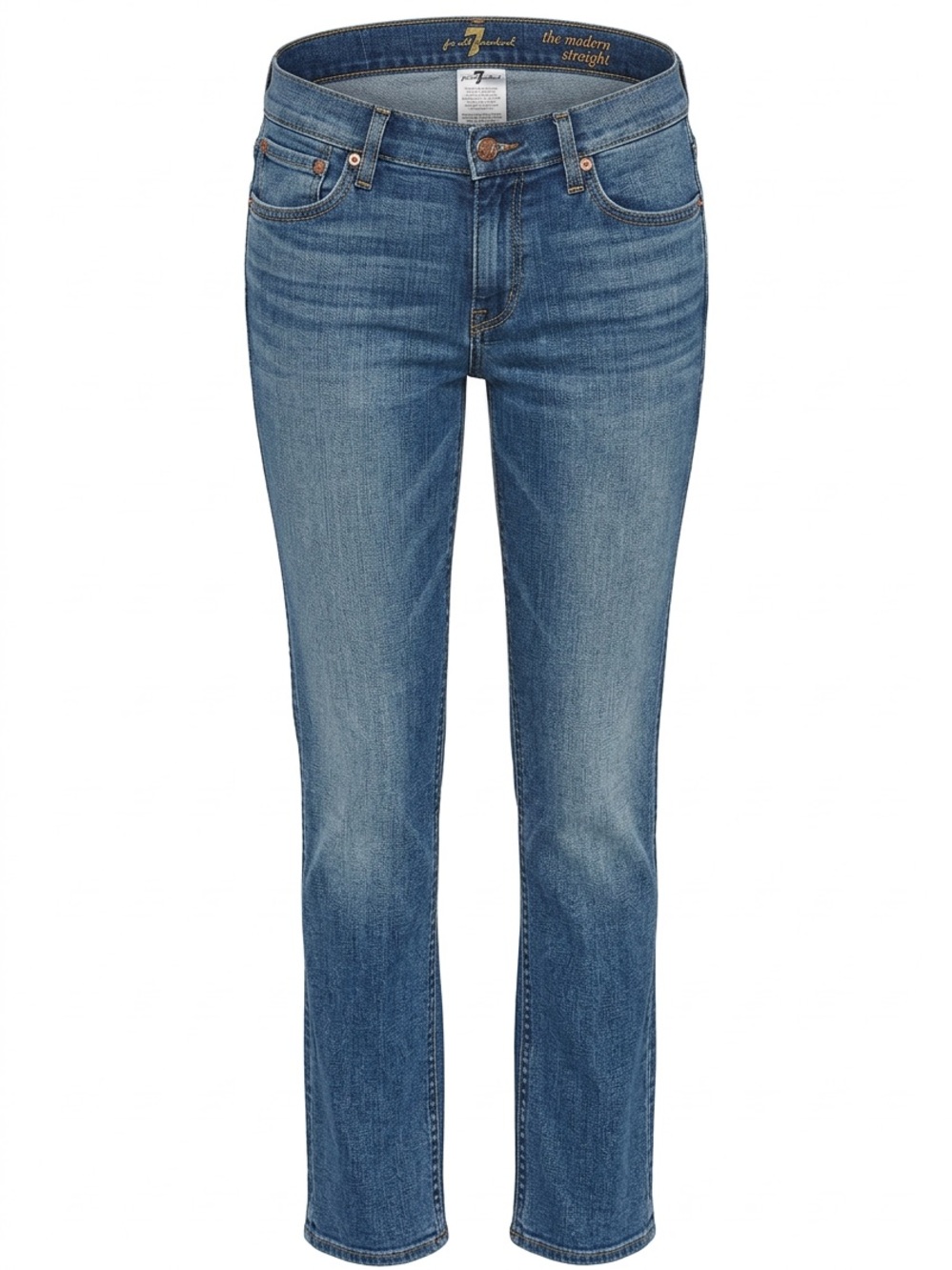 Seven7 Women's Straight Leg Jeans - Medium Blue Wash